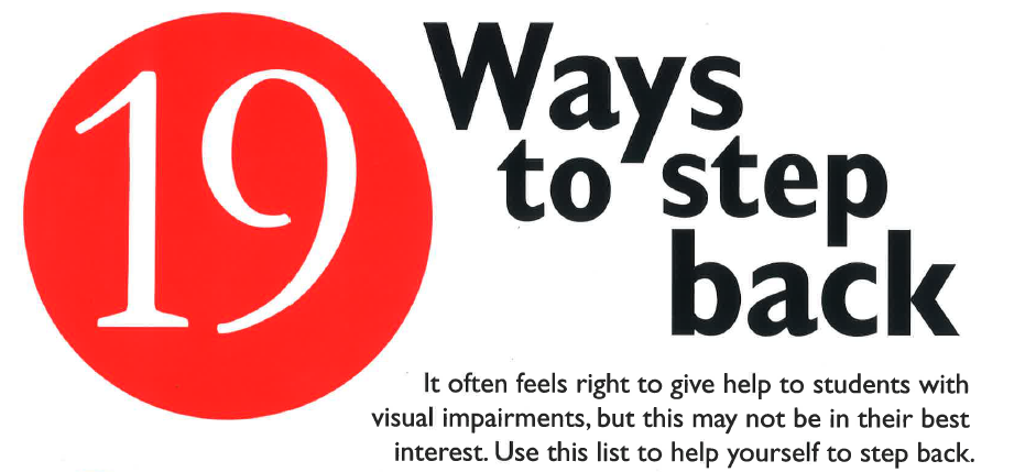 Image shows the top of a poster with the title 19 Ways to Step Back