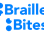 Logo with the words Braille Bites in print with two simbraille letter b alongside