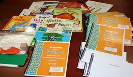 Various materials available in the Building On Patterns: Pre-K kit.